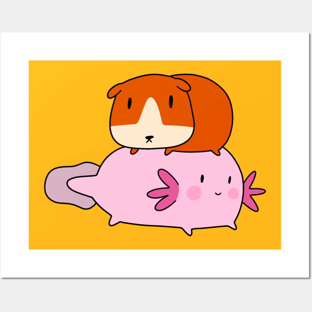 Axolotl and Guinea Pig Wall Art by saradaboru